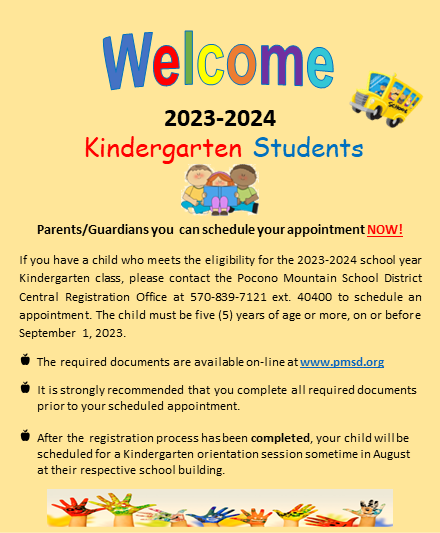  Welcome 2023-2024 Kindergarten Students